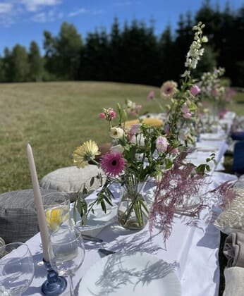 Nuostabūs gėlynai, pušynai ir tvenkiniai.