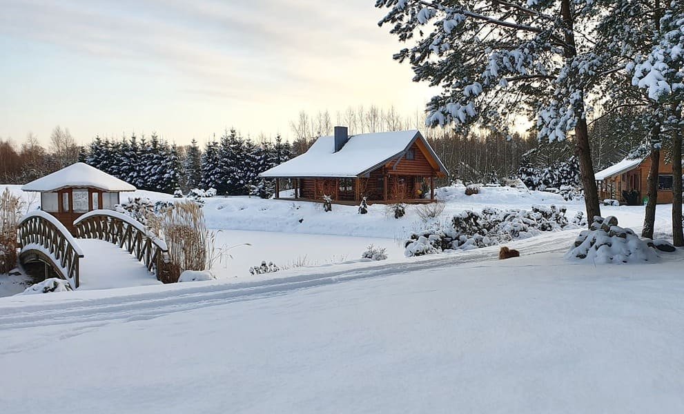 Sodyba ir tvenkinys žiemą